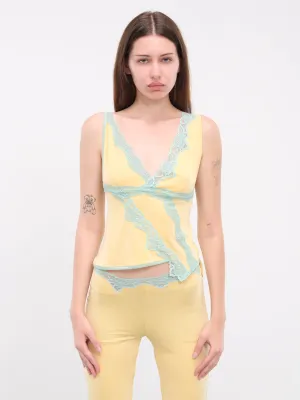 Asymmetric Lace Trim Jersey Tank (TO031C-OCRE)