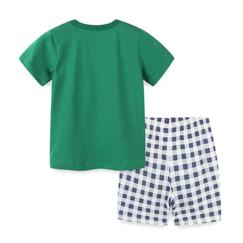Boy's Green Dinosaur T-shirt with Shorts Set