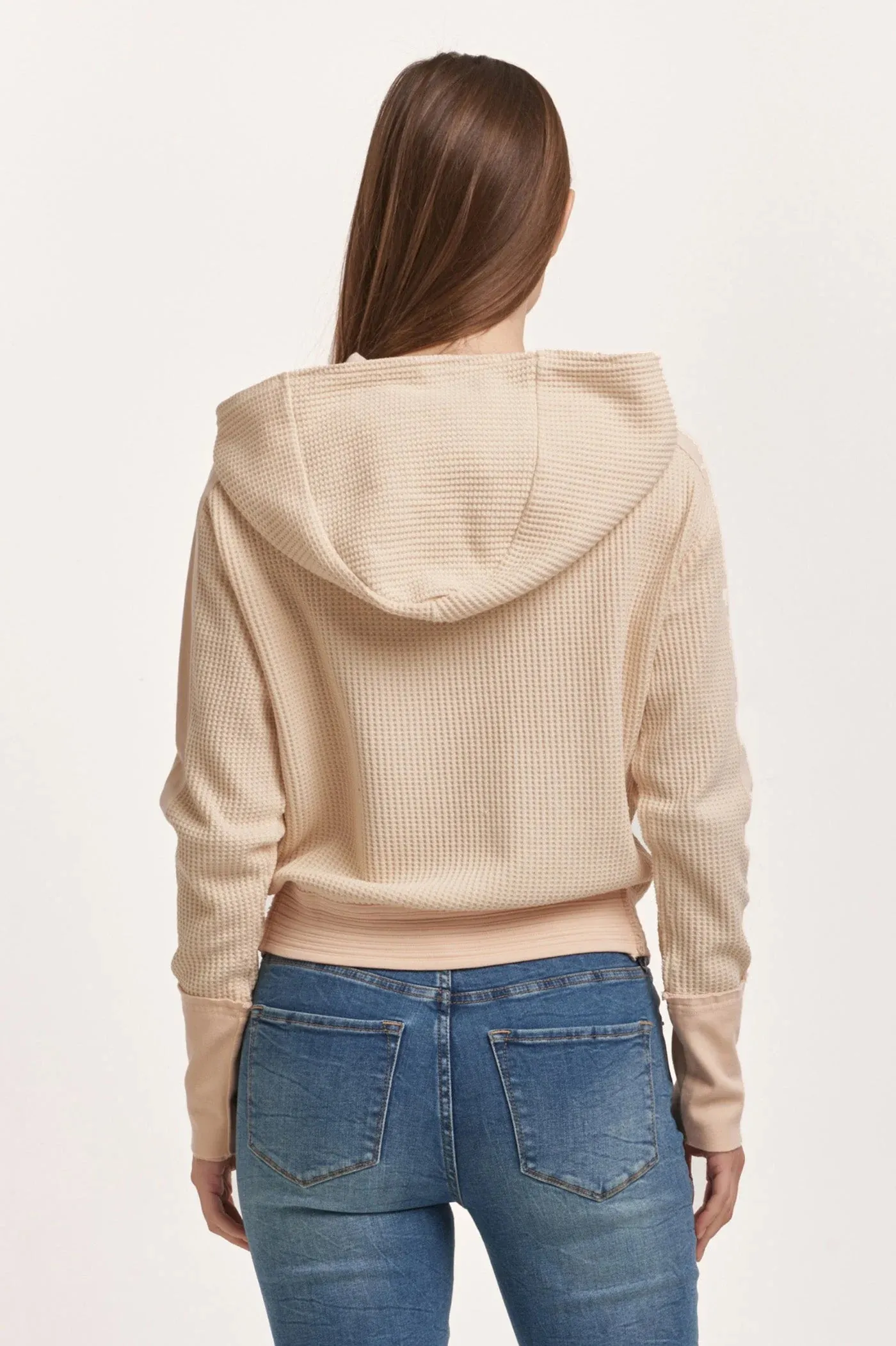 Carly Zip Up Long Sleeve Jacket - Cream