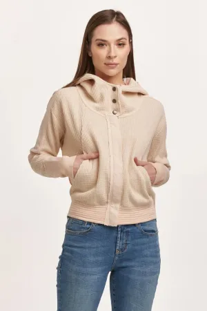 Carly Zip Up Long Sleeve Jacket - Cream