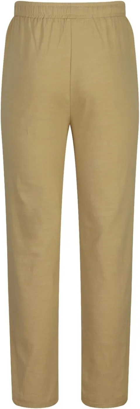 Ctreela Men's Summer Linen Pants Casual Lightweight Drawstring Elastic Waist Beach Pants Straight Leg Breathable Yoga Pants