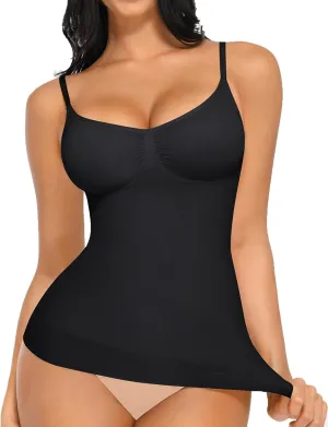 FeelinGirl Womens Tank Top Shapewear Tummy Control Tops Slimming Cami Tank Seamless Compression V Neck Camisole