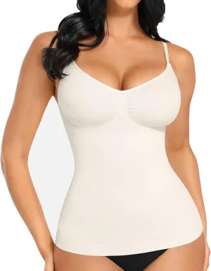 FeelinGirl Womens Tank Top Shapewear Tummy Control Tops Slimming Cami Tank Seamless Compression V Neck Camisole