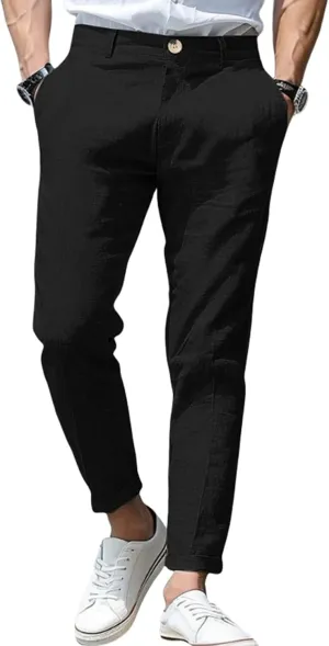 Mens Casual Dress Pants Slim Fit Stretch Flat Front Tapered Dress Pants Business Comfortable Stylish Golf Suit Pants