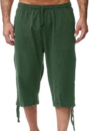 Mens Casual Linen Pants Summer Elastic Waist Straight Leg Loose Fit Beach Slacks Joggers Sweatpants, Tactical Pants Men