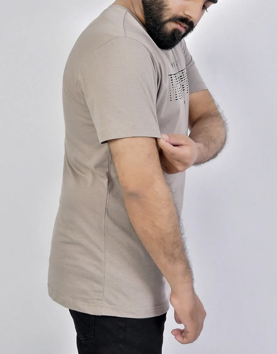 Men's Single Jersey WHATEVER Printed T.Shirt - BEIGE