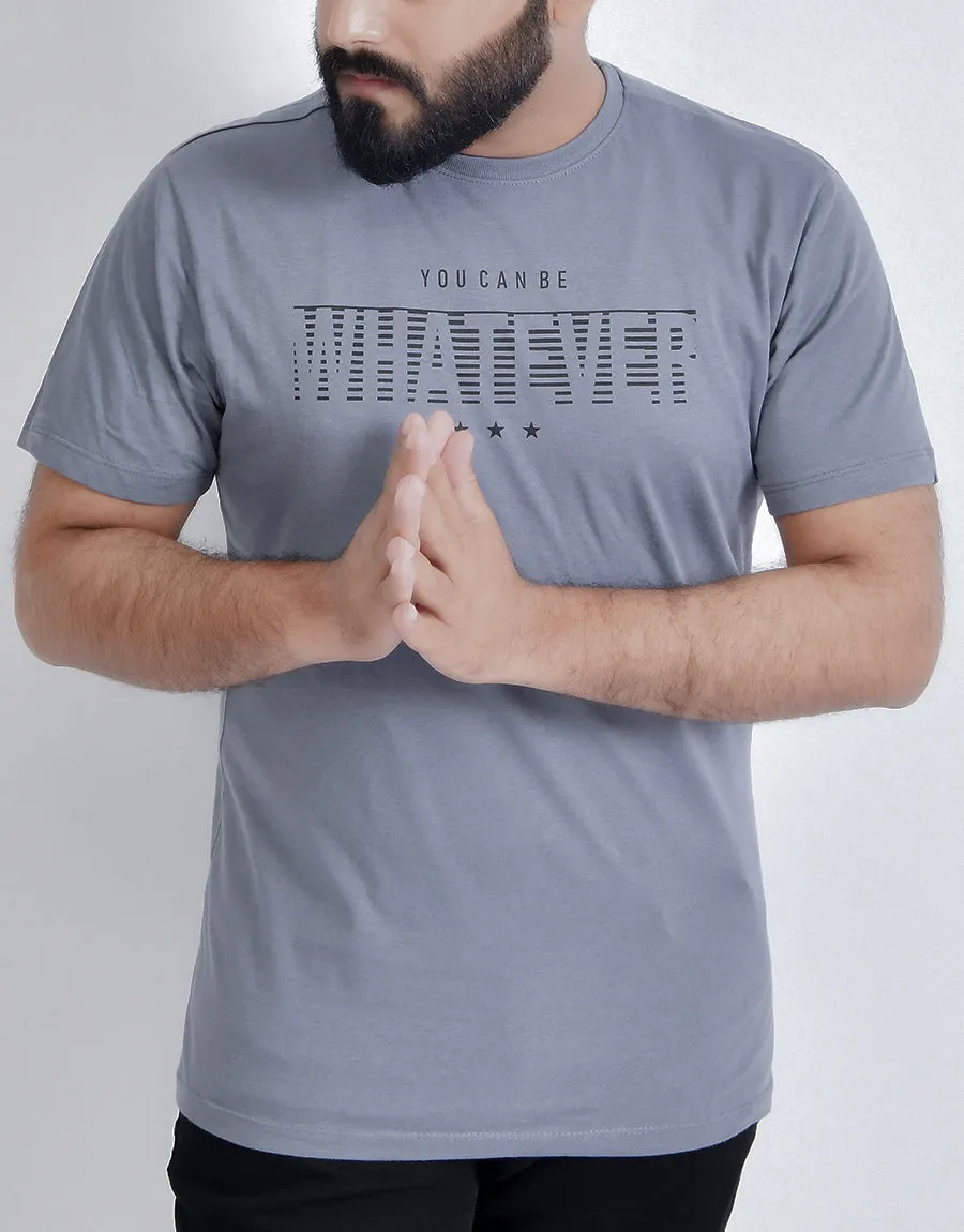 Men's Single Jersey  WHATEVER Printed T.Shirt - Dark Blue