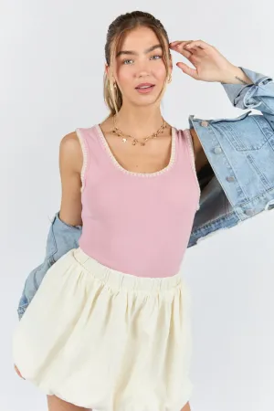 Pretty Please Pink Whipstitch Knit Bodysuit