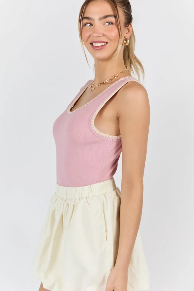 Pretty Please Pink Whipstitch Knit Bodysuit