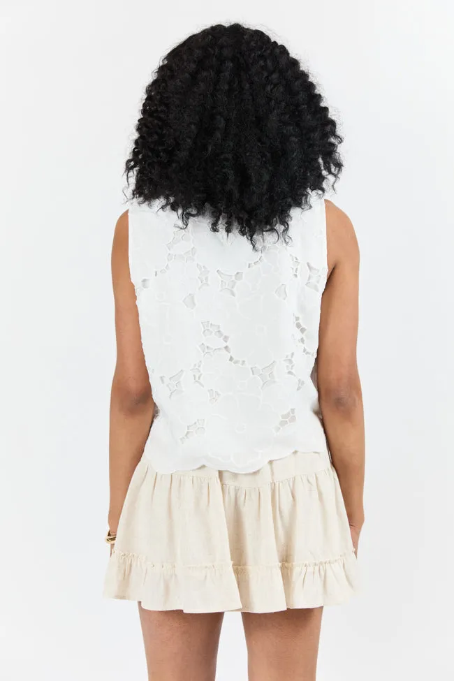 Right Through Me Ivory Eyelet Tank