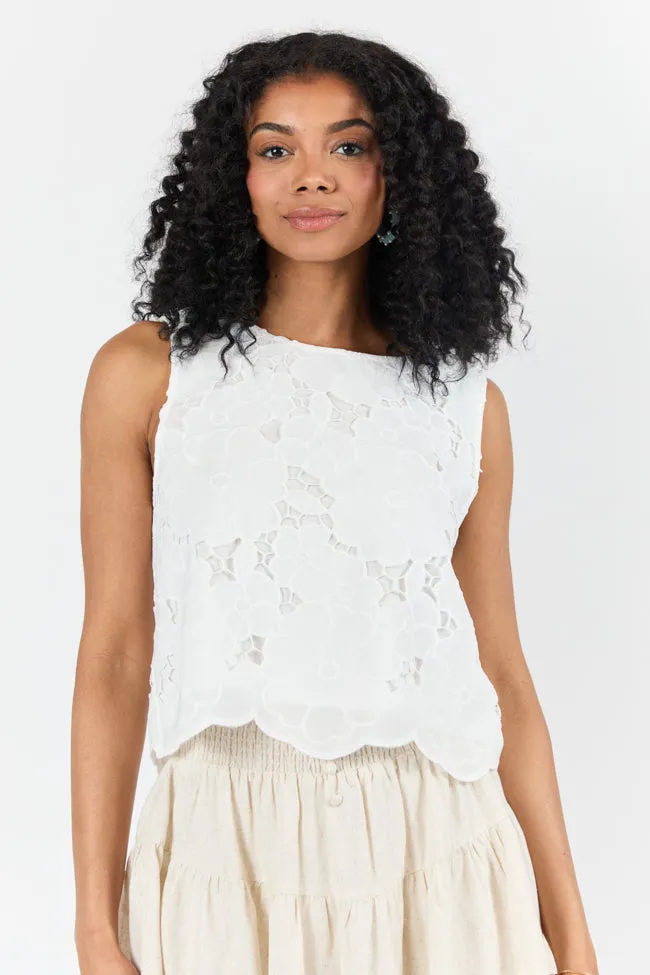 Right Through Me Ivory Eyelet Tank