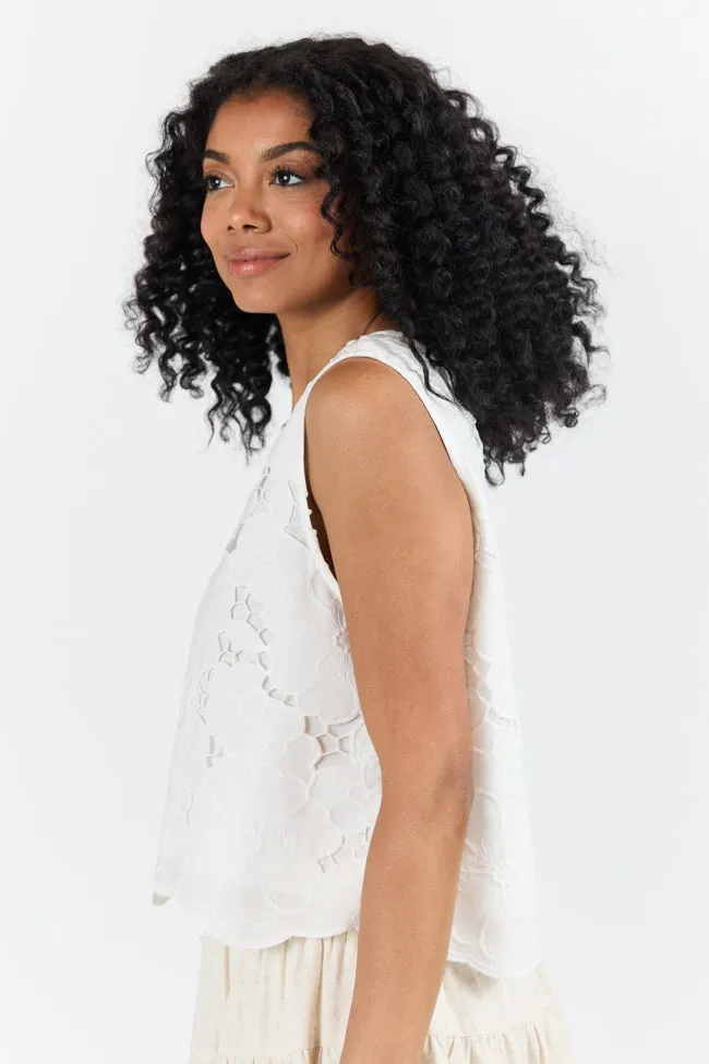 Right Through Me Ivory Eyelet Tank