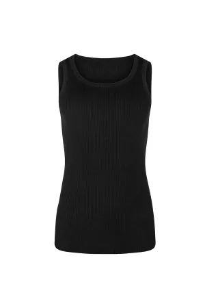 Signature Rib Knit Tank - Black