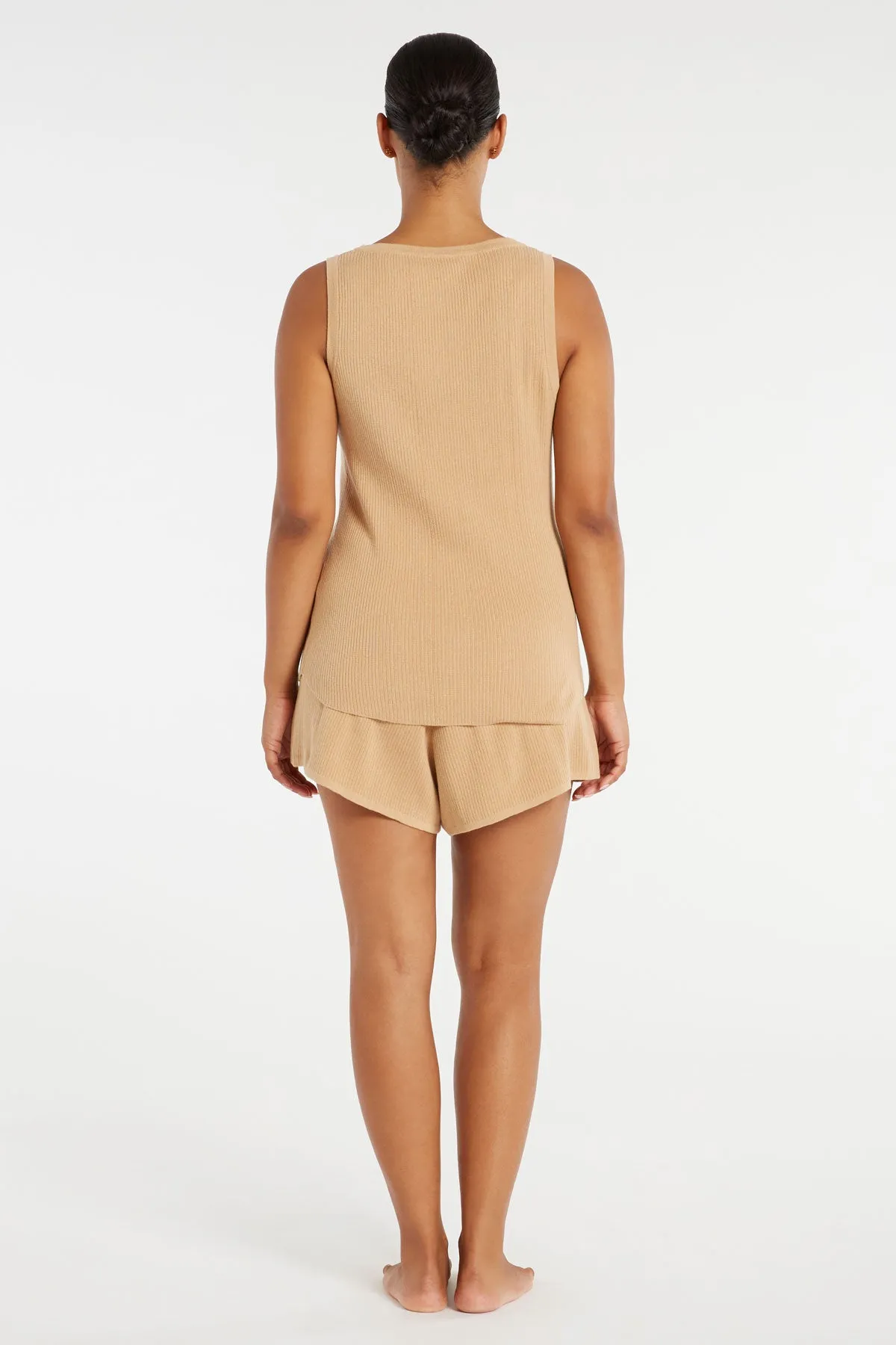 Signature Rib Knit Tank - Tan