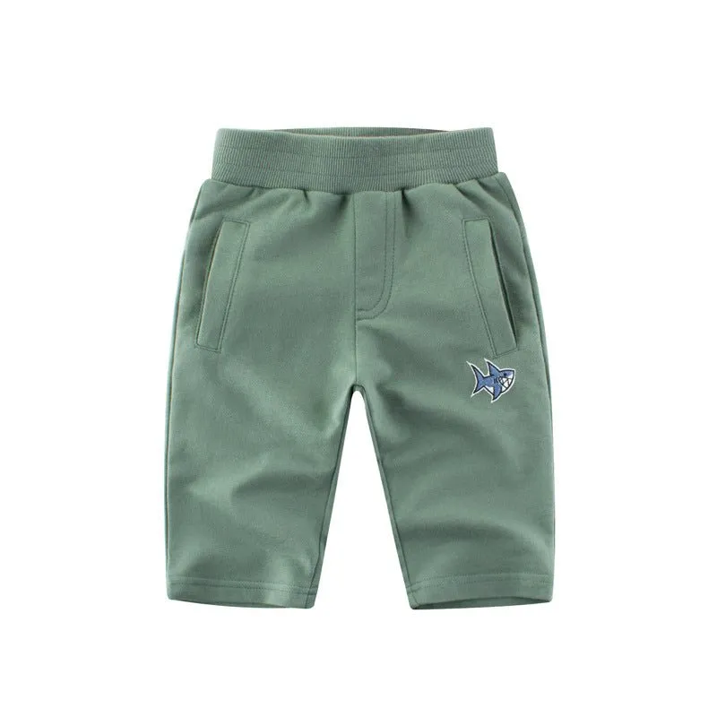 Toddler/Kid Shark Embroidery Casual Shorts (2 colors)