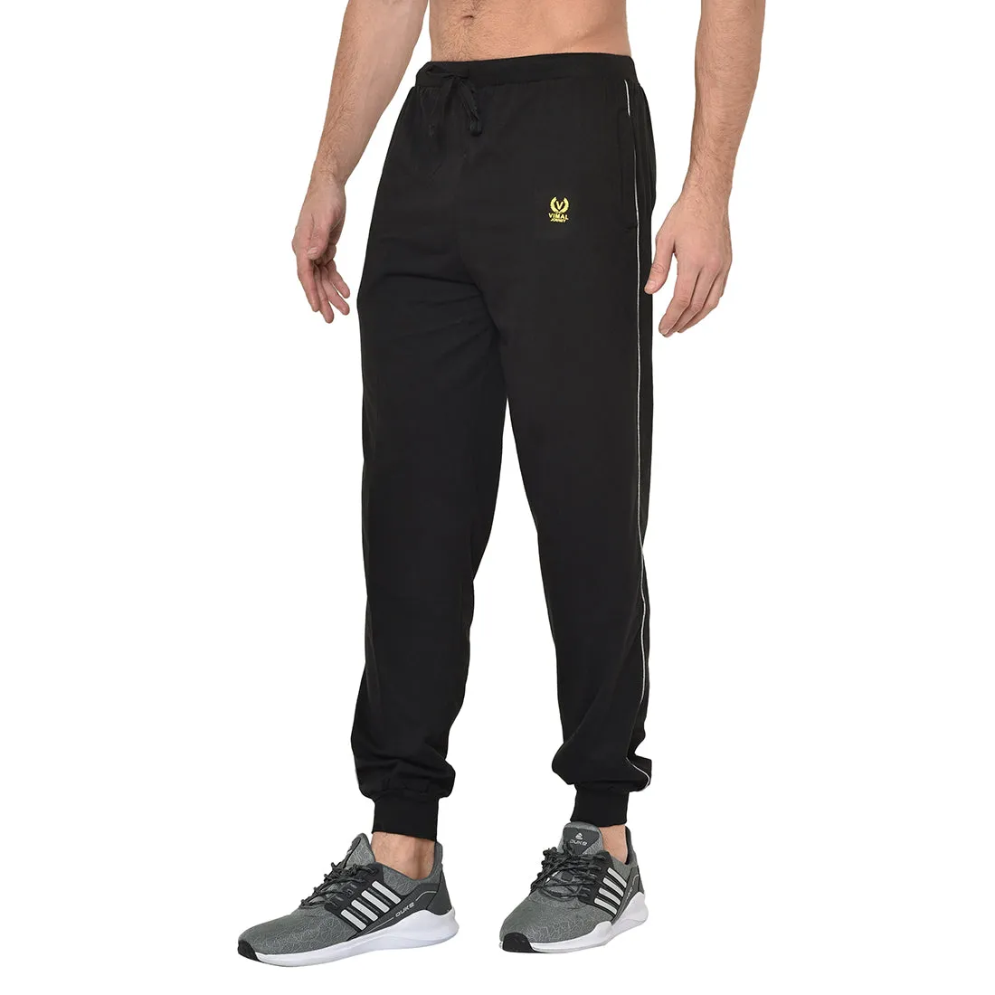 Vimal Jonney Black Cotton Trackpant For Men's