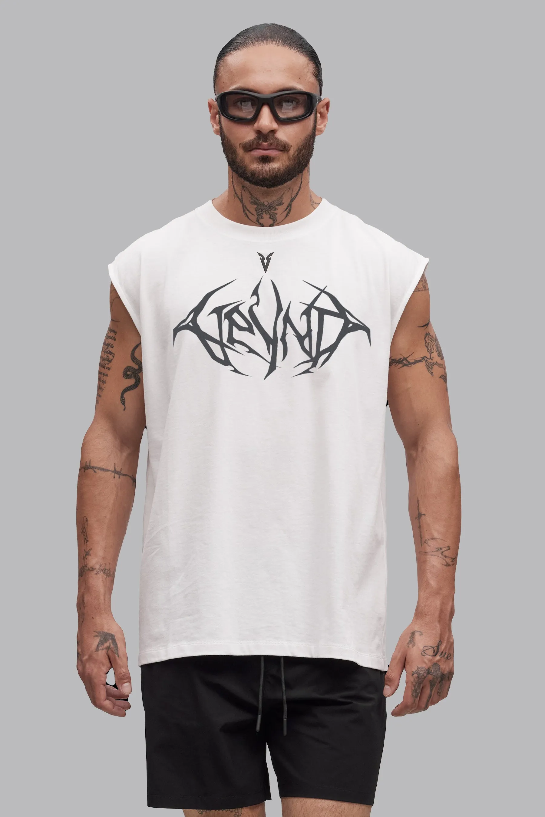 V_LYFE220 GRAPHIC SLEEVELESS T-SHIRT - Optic White