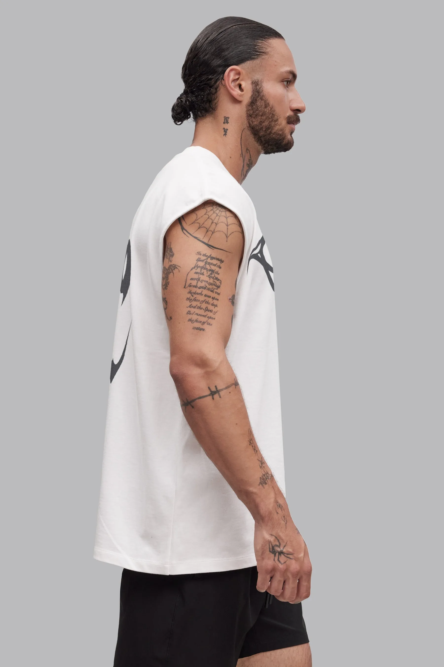 V_LYFE220 GRAPHIC SLEEVELESS T-SHIRT - Optic White